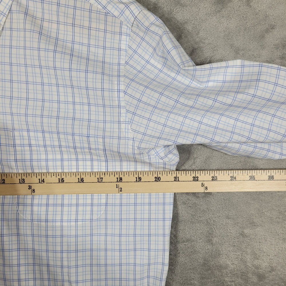 Brooks Brothers Dress Shirt Mens 14.5-33 Blue Madison Plaid Cotton - Picture 9 of 11